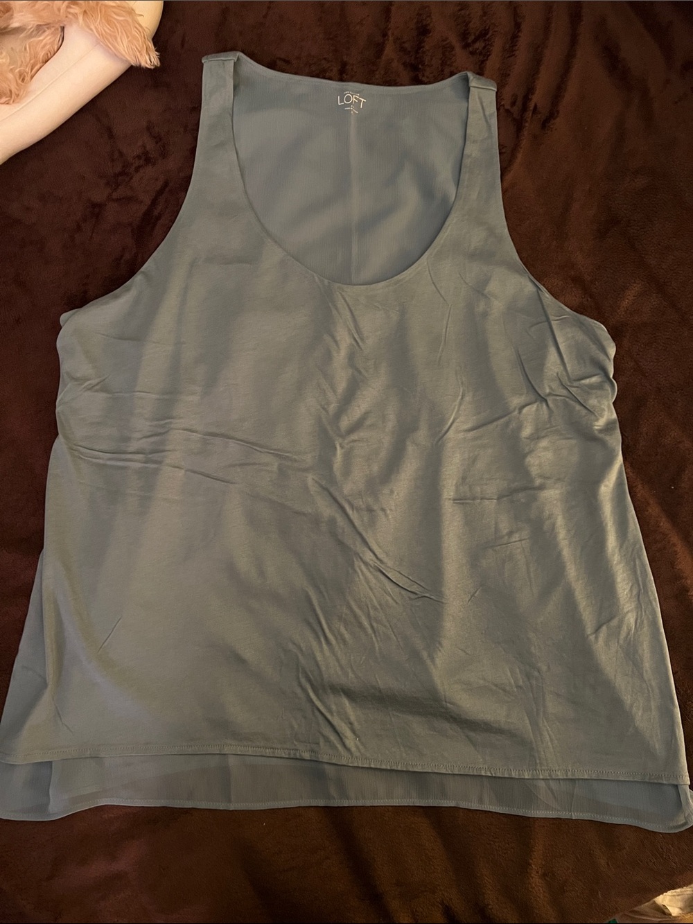 LOFT Layered Hem Scoop Neck Tank - Light Blue